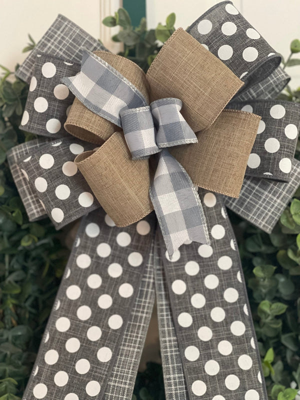 Gray Farmhouse Bow - Emerald's Avenue