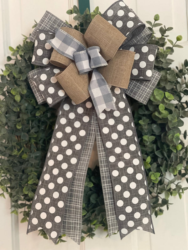 Gray Farmhouse Bow - Emerald's Avenue