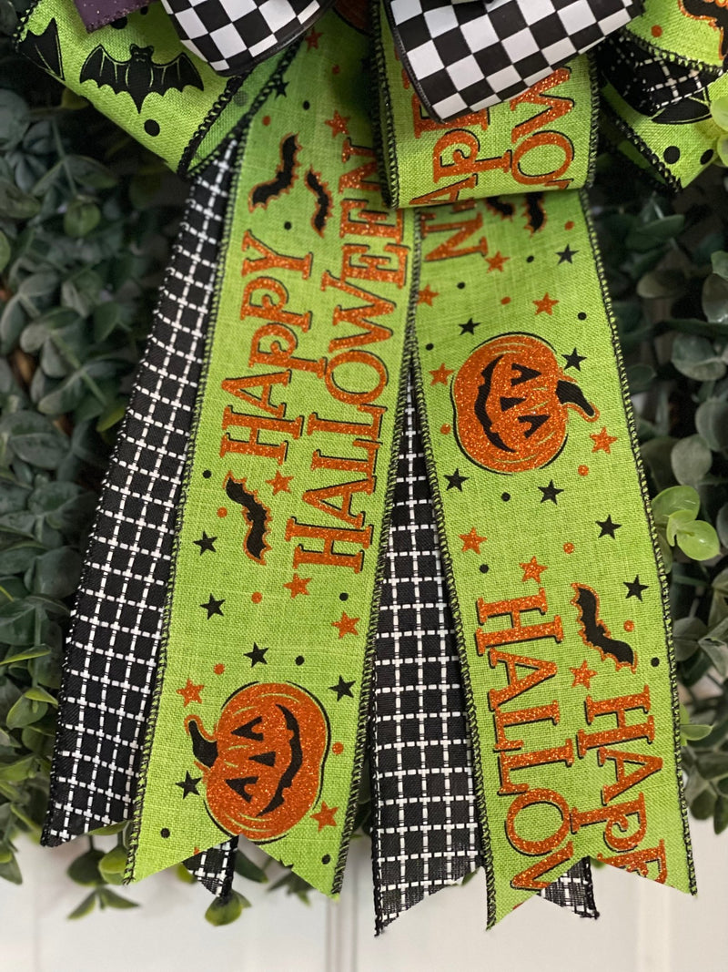 Green Happy Halloween Bow - Emerald's Avenue