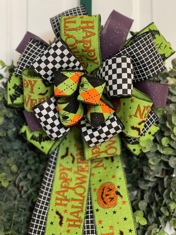 Green Happy Halloween Bow - Emerald's Avenue