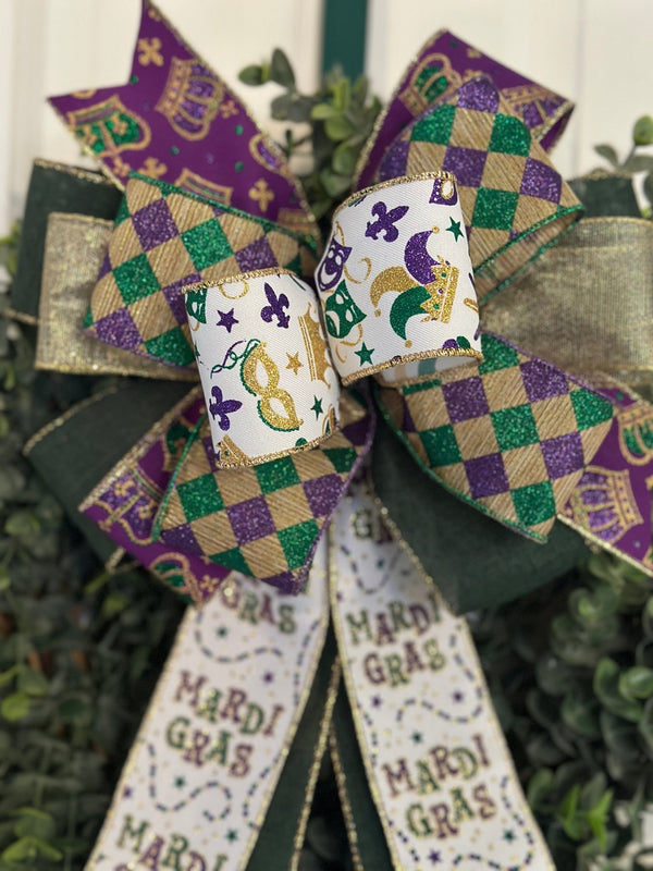 Jester Mardi Gras Bow - Emerald's Avenue