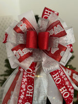 Jingle All the Way, Ho Ho Ho Christmas Tree Topper Bow - Emerald's Avenue