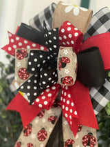 Ladybugs & Daisies Summer Bow - Emerald's Avenue