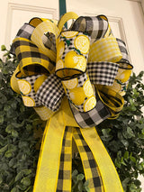 Lemons & Buffalo Plaid Bow - Emerald's Avenue