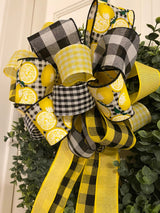 Lemons & Buffalo Plaid Bow - Emerald's Avenue