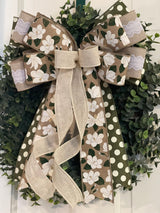 Magnolias & Polka Dots Bow - Emerald's Avenue