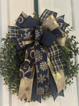 Navy & Gold Farmhouse Christmas Bow - Emerald's Avenue