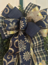 Navy & Gold Farmhouse Christmas Bow - Emerald's Avenue