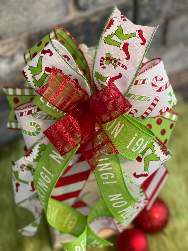 No Peeking Grinch Lantern Bow - Emerald's Avenue