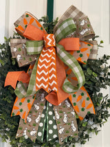 Orange & Green Easter Bunnies & Carrots Bow - Emerald's Avenue