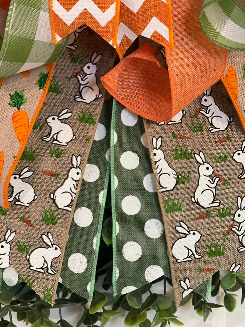 Orange & Green Easter Bunnies & Carrots Bow - Emerald's Avenue