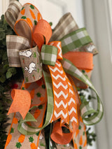 Orange & Green Easter Bunnies & Carrots Bow - Emerald's Avenue