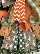 Orange & Green Easter Bunnies & Carrots Bow - Emerald's Avenue