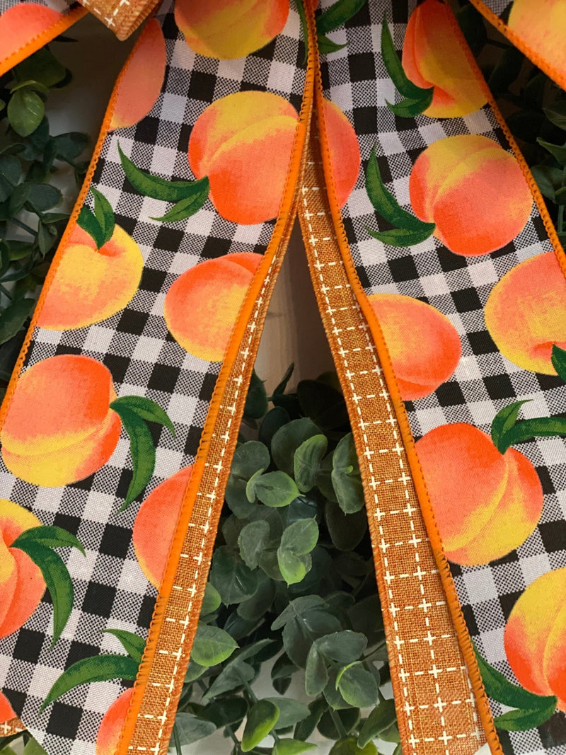 Peaches & Plaid Bow - Emerald's Avenue