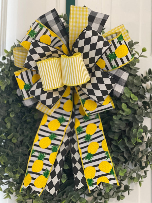Pineapples Spring & Summer Bow - Emerald's Avenue