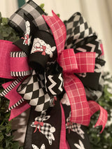 Pink & Black Easter Bunnies Bow - Emerald's Avenue