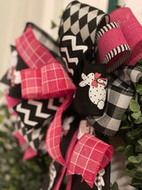 Pink & Black Easter Bunnies Bow - Emerald's Avenue