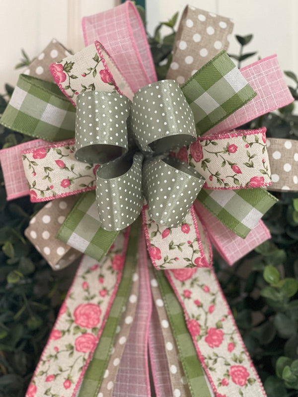 Spring Bows - Easter Bows - Spring Wreath Bows - Wired Gingham