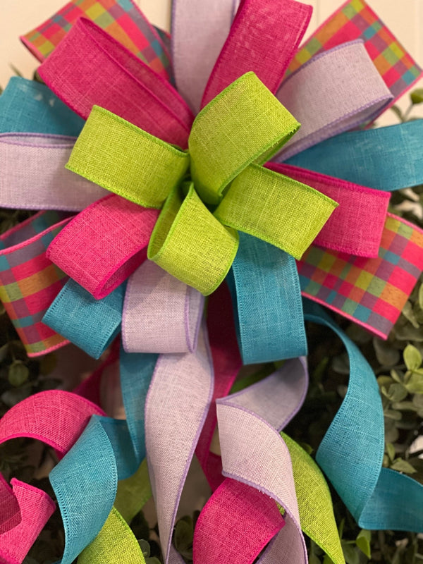 Pink Plaid Easter, Spring & Summer Bow - Emerald's Avenue