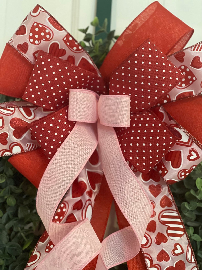 Pink & Red Valentine's Day Bow - Emerald's Avenue