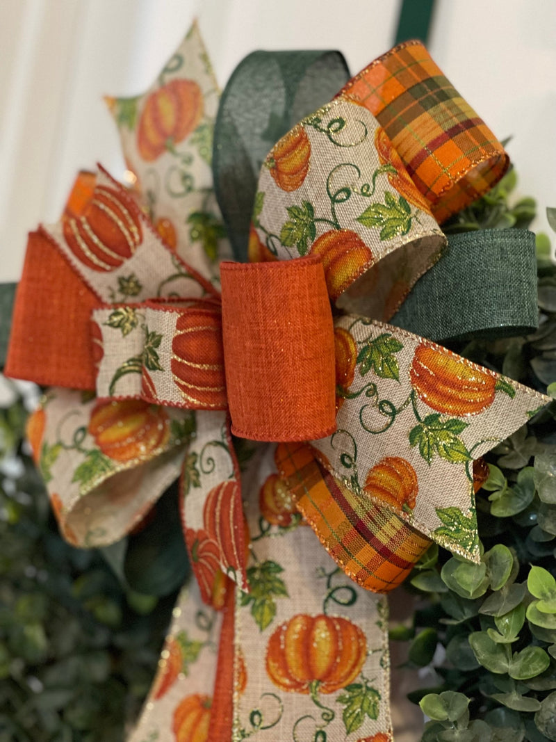 Pumpkin Themed Fall Bow - Emerald's Avenue