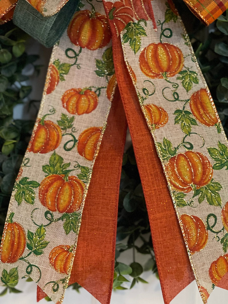 Pumpkin Themed Fall Bow - Emerald's Avenue