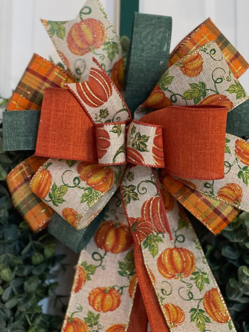 Pumpkin Themed Fall Bow - Emerald's Avenue