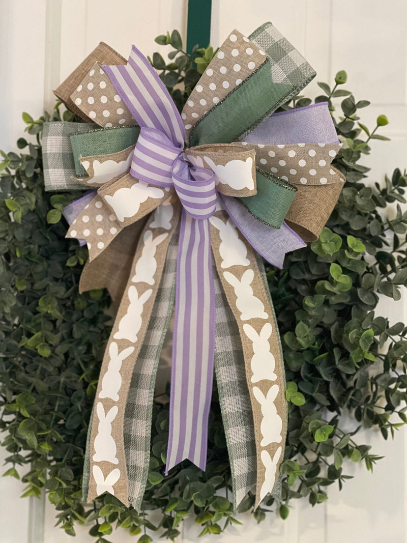 Purple Stripes Easter Bow - Emerald's Avenue