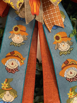 Scarecrows, Sunflowers & Pumpkins Fall Bow - Emerald's Avenue