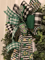 Shamrocks & Buffalo Plaid St. Patty's Day Bow - Emerald's Avenue