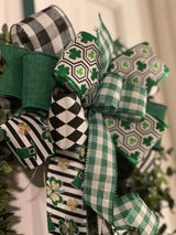 Shamrocks & Buffalo Plaid St. Patty's Day Bow - Emerald's Avenue