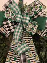 Shamrocks & Buffalo Plaid St. Patty's Day Bow - Emerald's Avenue