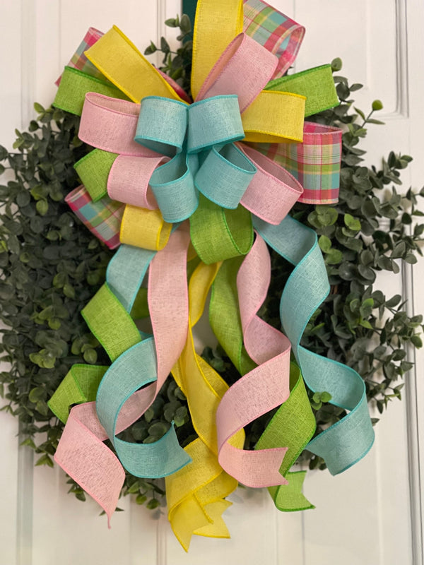 Solid Twirled Streamers Easter/Spring Bow - Emerald's Avenue