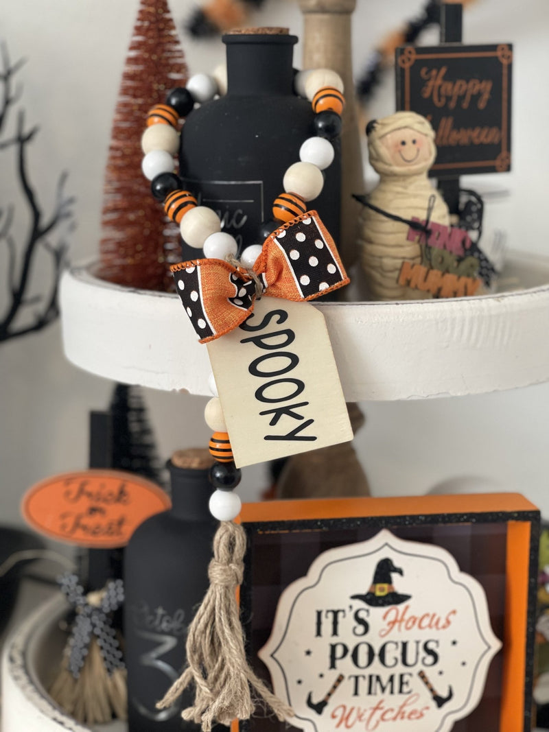 Spooky Wooden Beaded Garland - Emerald's Avenue