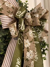 Welcome Farmhouse Magnolias Bow - Emerald's Avenue