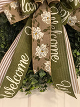 Welcome Farmhouse Magnolias Bow - Emerald's Avenue