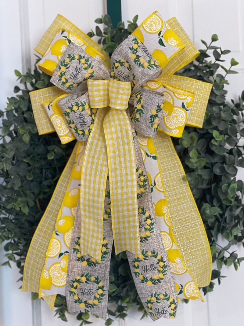 Yellow Lemons Spring & Summer Bow - Emerald's Avenue