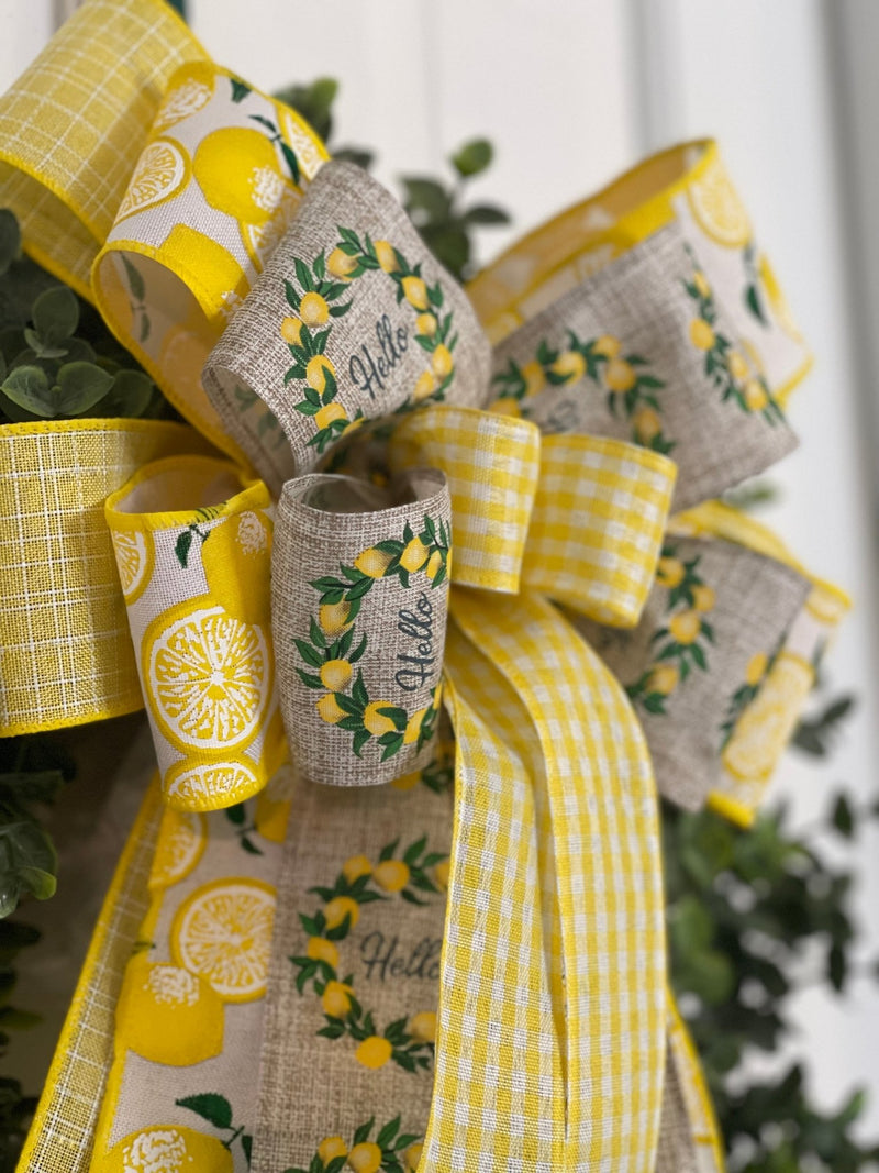 Yellow Lemons Spring & Summer Bow - Emerald's Avenue