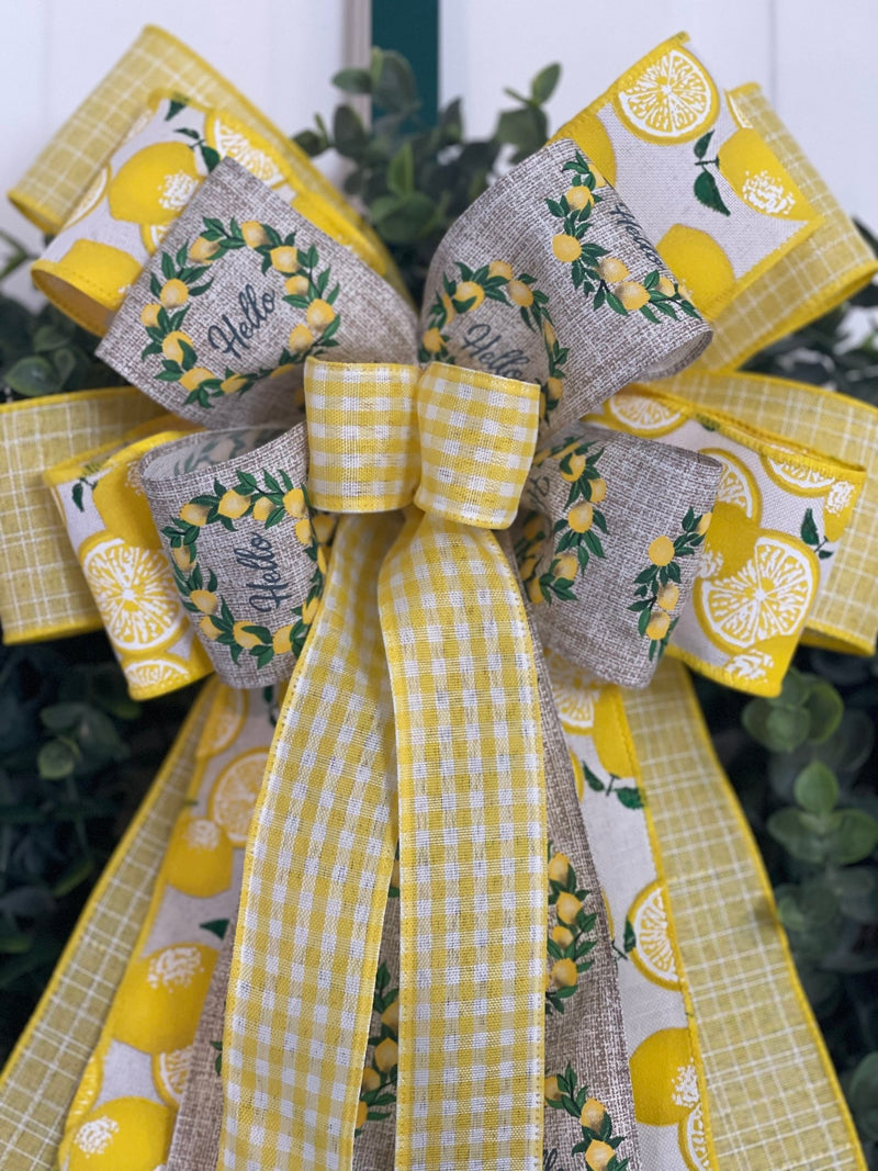 Yellow Lemons Spring & Summer Bow - Emerald's Avenue