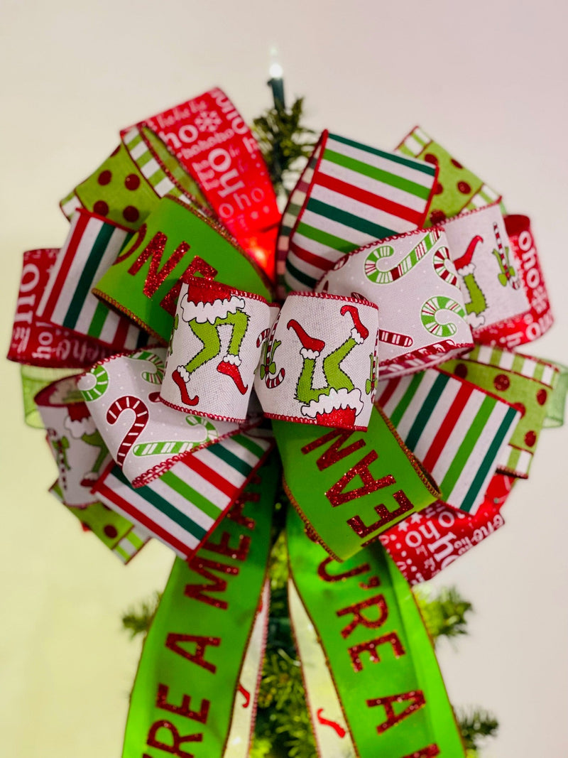 You're a Mean One, Monster Legs Christmas Tree Topper Bow – Emerald's Avenue